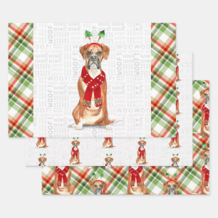 Feuille De Papier Cadeau Boxer drôle Chien de Noël et Vacances Plaid