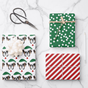 Feuille De Papier Cadeau Boxer mignonne et Noël rouge rayé