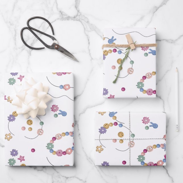 Feuille De Papier Cadeau Bracelet d'amitié fille Motif de bijoux (Recto)