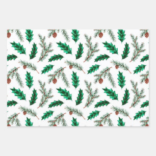Feuille De Papier Cadeau Branches de pin