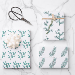 Feuille De Papier Cadeau Branches élégantes dessinées à la main Noël