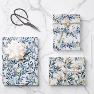 Feuille De Papier Cadeau Branches Olympiennes Olive Boho 3D Design