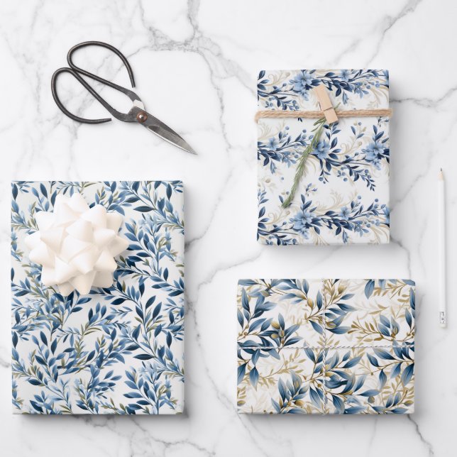 Feuille De Papier Cadeau Branches Olympiennes Olive Boho 3D Design (Recto)