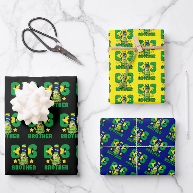 Feuille De Papier Cadeau Brésil Big Brother - Oiseau avec drapeau du Brésil (Recto)