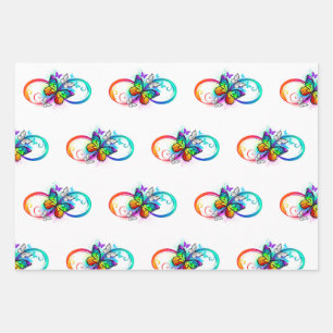 Feuille De Papier Cadeau Bright infinity with rainbow butterfly