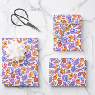 Feuille De Papier Cadeau Bright tropical seashell, main-drawn