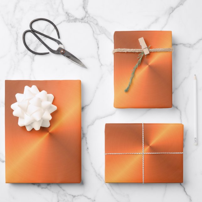 Feuille De Papier Cadeau Brillant rouille orange (Recto)