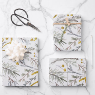 Feuille De Papier Cadeau Brindilles Gris