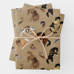 Feuille De Papier Cadeau Broncs et Cowboys