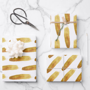 Feuille De Papier Cadeau Brosse abstraite en or moderne