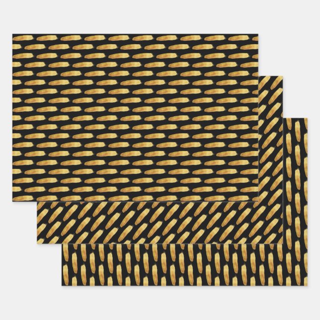 Feuille De Papier Cadeau Brosse abstraite en or moderne (Lot)