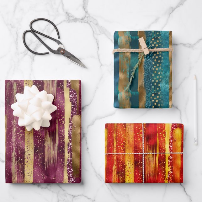 Feuille De Papier Cadeau Brosse les traits et les confettis (Recto)
