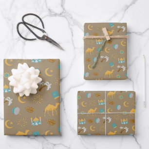 Feuille De Papier Cadeau Brown moderne Ramadan Aïd Moubarak Joyeux Aïd el-A