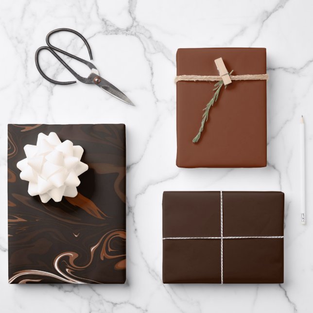 Feuille De Papier Cadeau Brown, noir et gris (Recto)