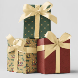 Feuille De Papier Cadeau Brown Vintage Cheval à roches Noël saint