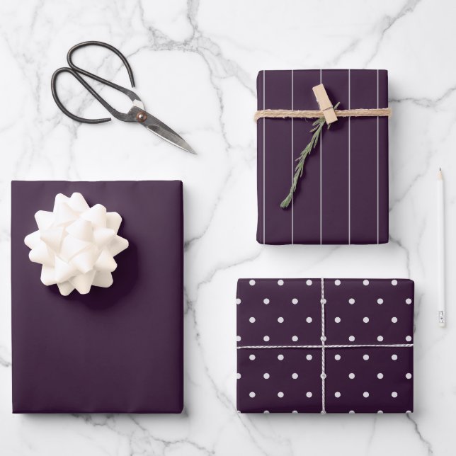 Feuille De Papier Cadeau BUDGET Mariage PLUM PURPLE Monochrome Simple (Recto)