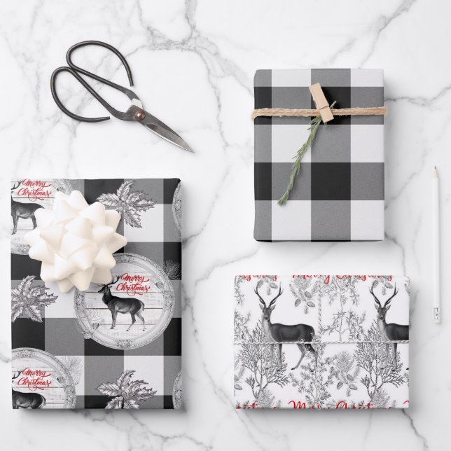 Feuille De Papier Cadeau Buffalo Check Noël (Recto)