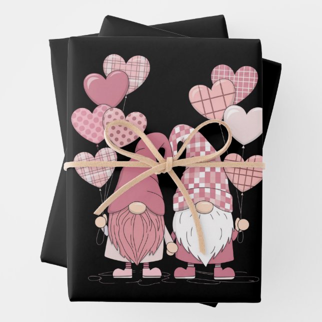 Feuille De Papier Cadeau Buffalo rose Plaid Heart Gnomes Saint-Valentin (En situation)