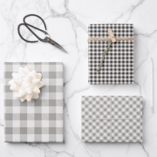 Feuille De Papier Cadeau Buffalo rustique Plaid 3 Motifs différents