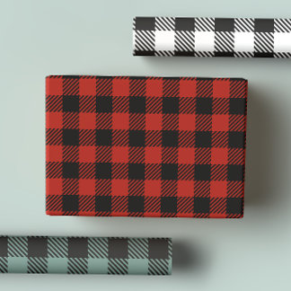 Feuille De Papier Cadeau Buffle rustique classique en rouge, vert et blanc