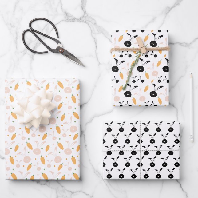 Feuille De Papier Cadeau Bunny Cute Motif de Pâques (Recto)