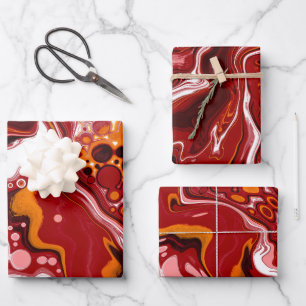 Feuille De Papier Cadeau Burgundy White Digital Fluid Art