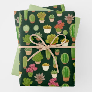 Feuille De Papier Cadeau Cactus et Succulent Wonderland