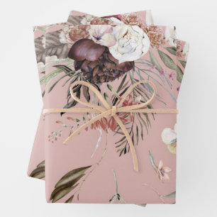 Feuille De Papier Cadeau Cadeau à motif floral rose moderne magnifique