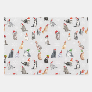 Feuille De Papier Cadeau Cadeau Amoureux des chats de Noël, Yuletide Xmas M