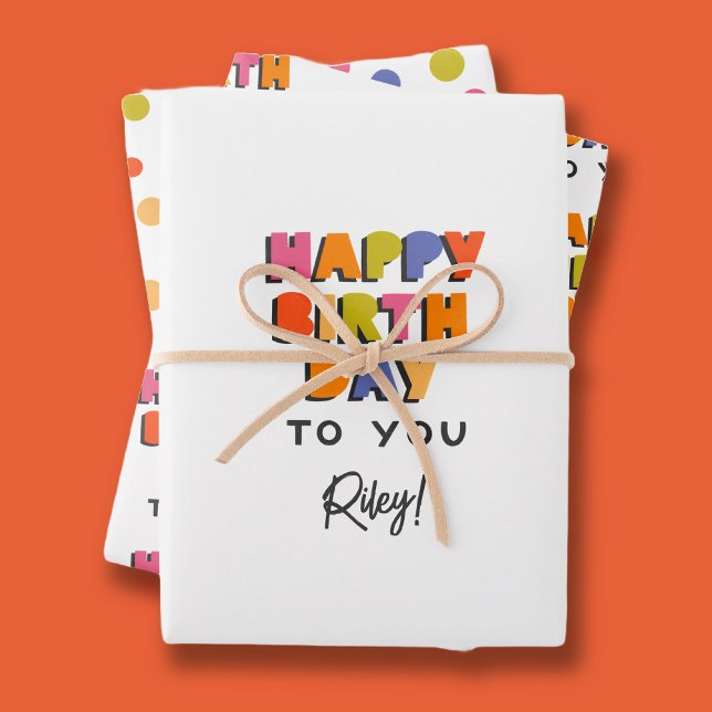 Feuille De Papier Cadeau Cadeau d'anniversaire personnalisé (Personalize the first sheet with name of birthday person. Say Happy Birthday to you in a unique way.)