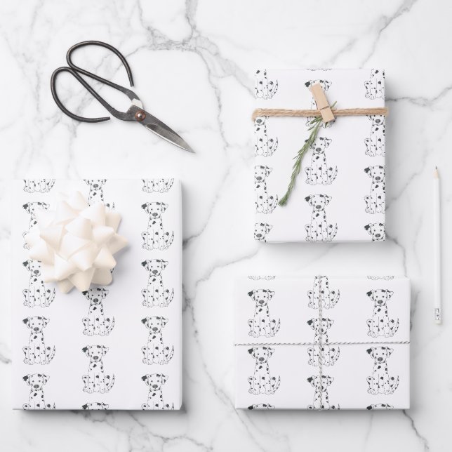 Feuille De Papier Cadeau Cadeau de Chien tacheté de Dalmatie (Recto)