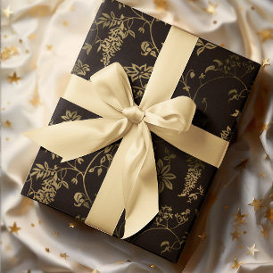 Feuille De Papier Cadeau Cadeau de Noël Black & Gold personnalisé