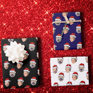 Feuille De Papier Cadeau Cadeau de Noël personnalisé visage 3 photo cadeau