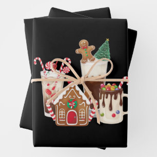 Feuille De Papier Cadeau Cadeau de Noël pour amateur de café au pain d'épic