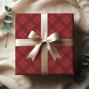 Feuille De Papier Cadeau Cadeau de Noël Rouge Plaid
