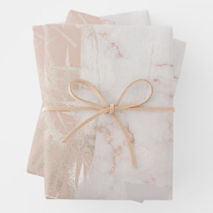 Feuille De Papier Cadeau Cadeau élégant en marbre à feuille de palmier en o