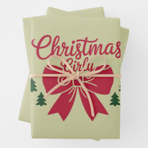 Feuille De Papier Cadeau Cadeau Esthétique Pour Elle De Noël Girly Tree Bow