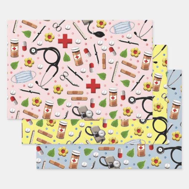 Feuille De Papier Cadeau Cadeau infirmière (Lot)