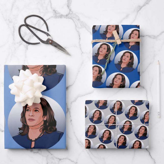 FEUILLE DE PAPIER CADEAU CADEAU KAMALA HARRIS (Recto)
