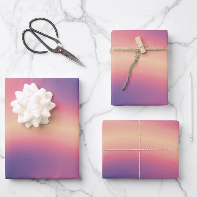 Feuille De Papier Cadeau Cadeau Motif Ombre violet jaune rose (Recto)