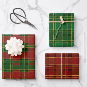 Feuille De Papier Cadeau Cadeau traditionnel de Noël Plaid