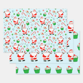 Feuille De Papier Cadeau Cadeaux de Noël de baseball