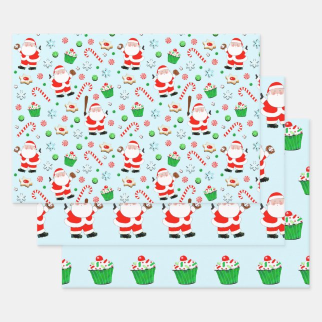 Feuille De Papier Cadeau Cadeaux de Noël de baseball (Lot)