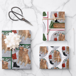Feuille De Papier Cadeau Cadeaux de Noël Golden Retriever