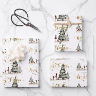 Feuille De Papier Cadeau Cadeaux de Noël sous l'arbre