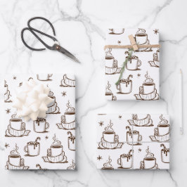 Feuille De Papier Cadeau Café chaud Brown Motif sans joint