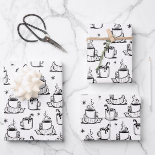 Feuille De Papier Cadeau Café chaud mignon Motif sans joint