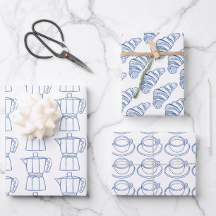Feuille De Papier Cadeau Café et croissants