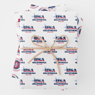 Feuille De Papier Cadeau Californie, 50 États, Liberty Bell