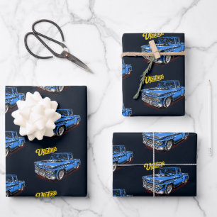 Feuille De Papier Cadeau Camion américain vintage